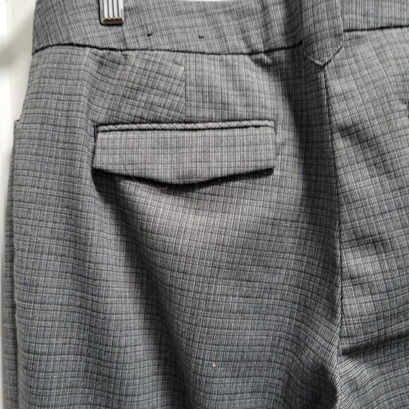 Express Editor Gray Plaid Straight Leg Pockets Career Pants Bottoms 10L Long - Picture 5 of 6